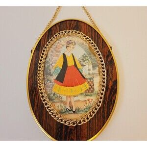 Vintage Wall Hanging Folk Embroidered Dress Women Picture